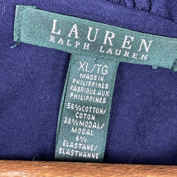 Lauren Ralph Lauren Dress Womens Size Extra Large Blue Ruffle Neck Strech Midi - Picture 11 of 14